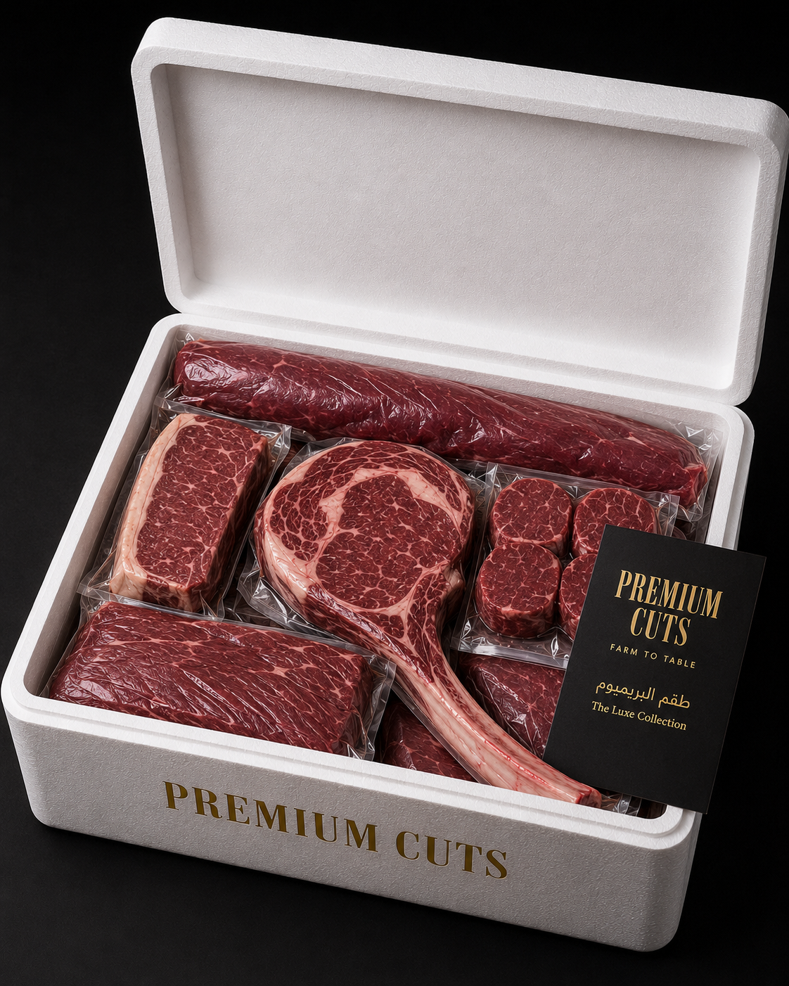 Premium Cuts Luxe Collection bundle in a white signature box