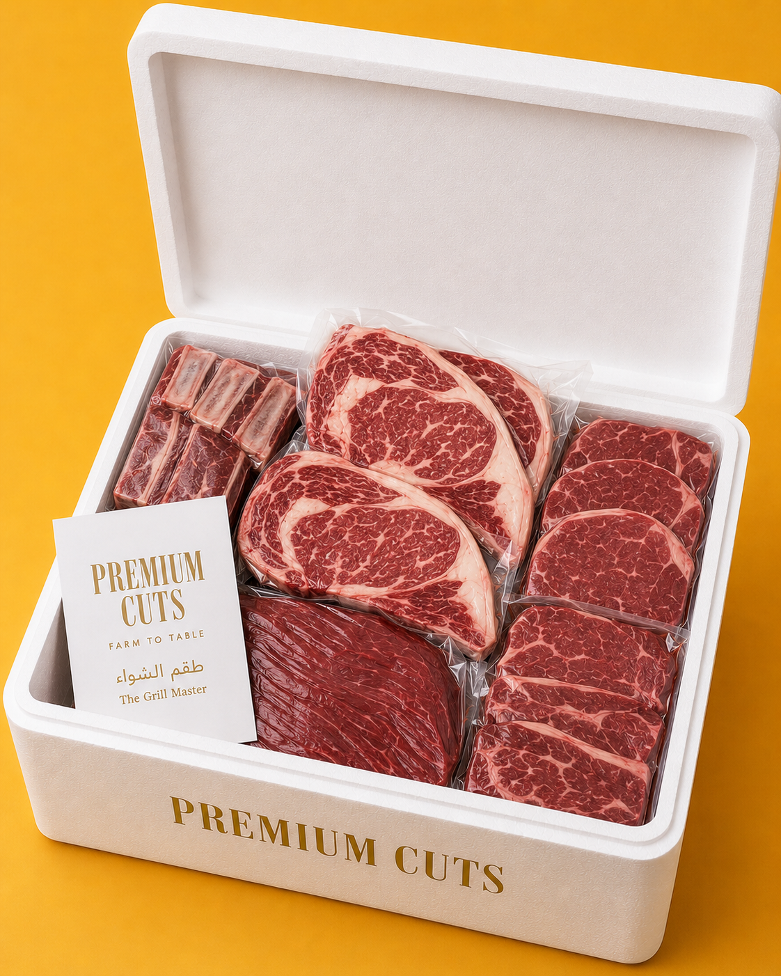 Premium Cuts Grill Master bundle in a white signature box
